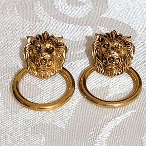 Vintage lion earrings with hoop